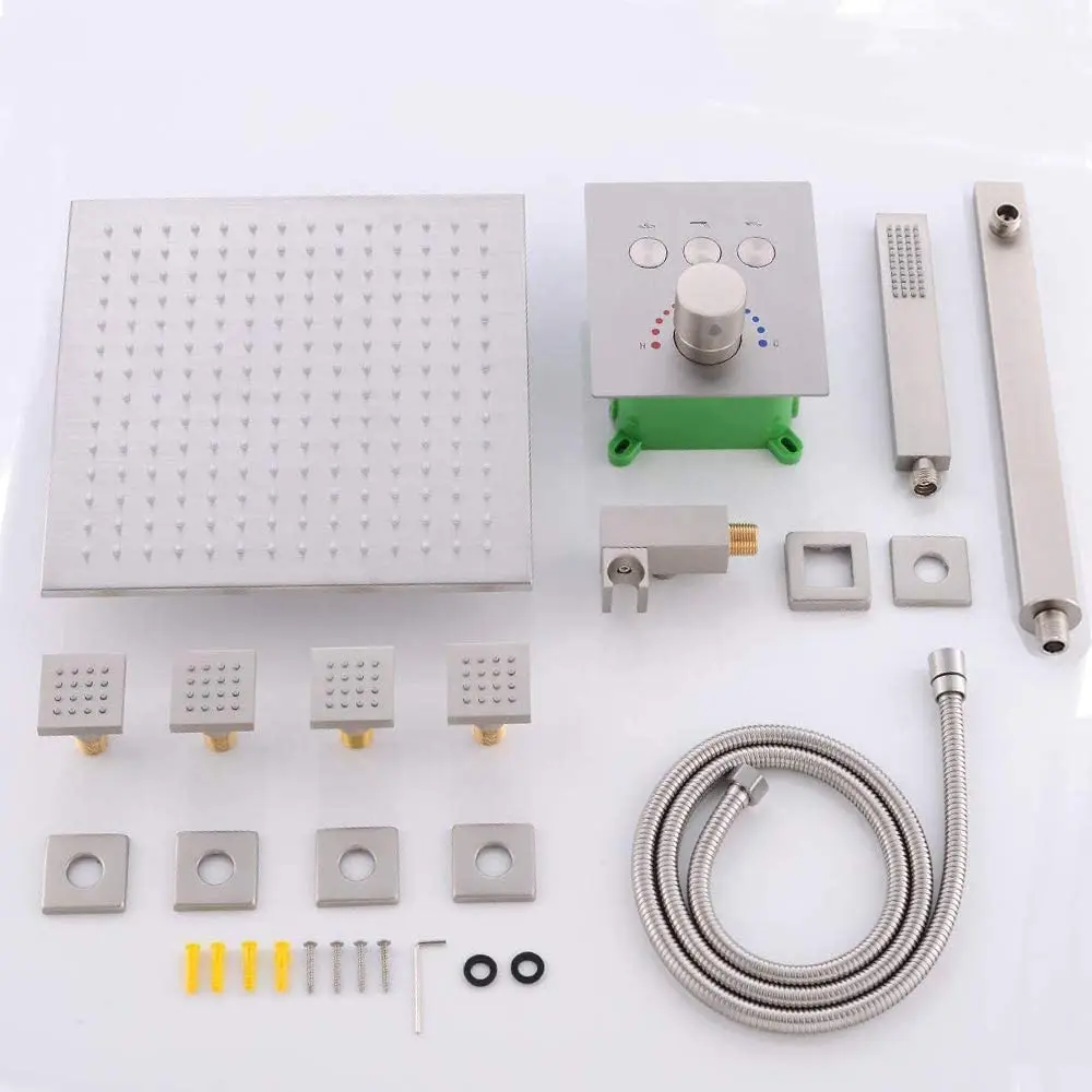 Термостатическая Душевая система настенный 12 дюймов светодиодный душ с насадкой