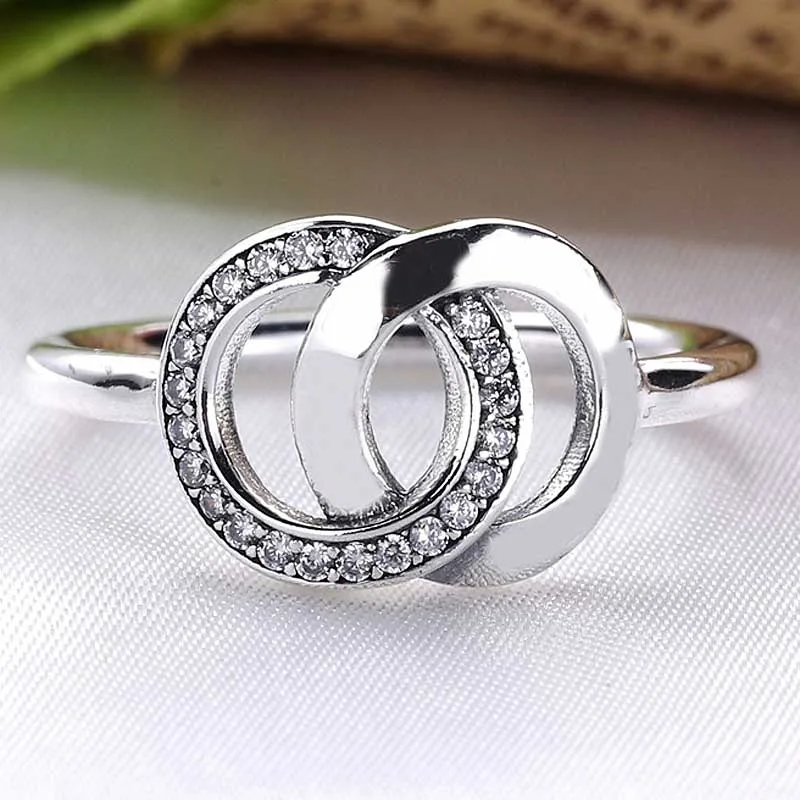 

DoDoFly Original Signature Circles With Crystal Rings For Women 925 Sterling Silver Ring Wedding Party Gift Fine Jewelry