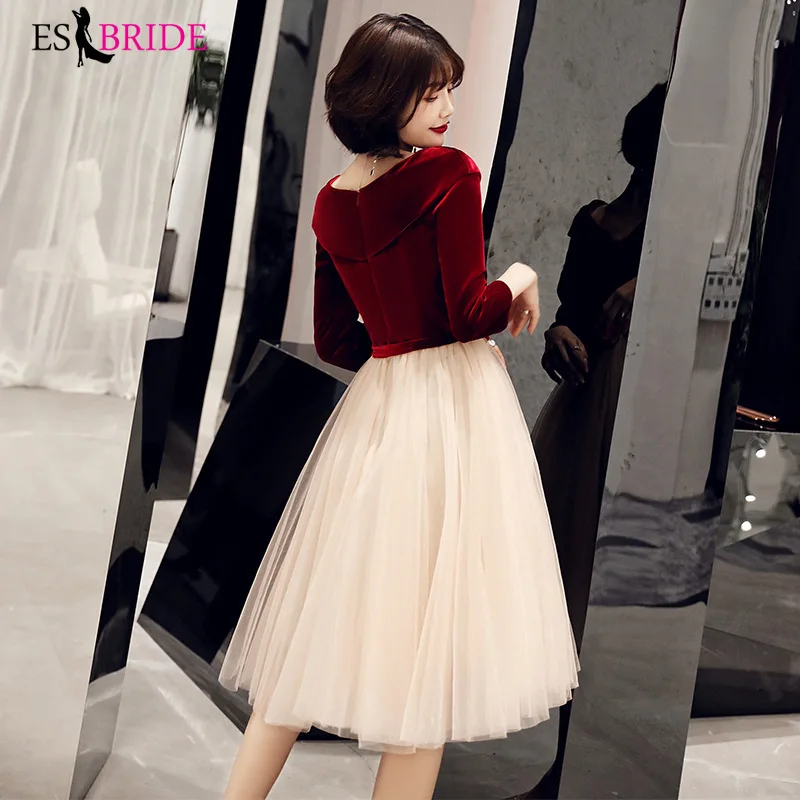 Red Muslim A-line Elegant Robe De Soiree Short Dress Arabic Special Occasion Dresses Formal DressesFellowship dress ES2475 | Свадьбы и