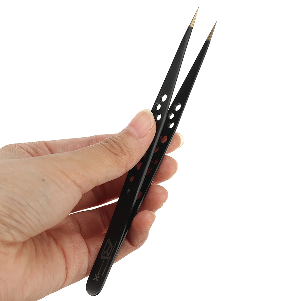 

RJX High Precision Tweezers Stainless Steel Anti-static Cooling Hole Electronics Repair Hand Tools For FPV Racing RC Drone Parts