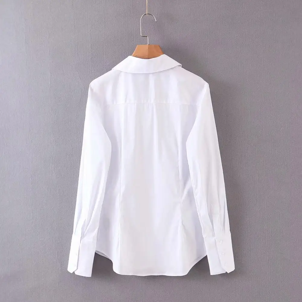 NoEnName_Null 2020 Women Basic Solid Color White Blouse Office Lady Turn Down Collar Business Shirt Casual Slim Femininas Tops | Женская