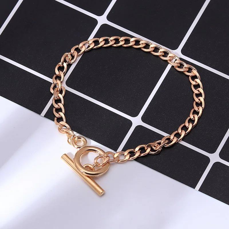 

Punk Simple Classic Charms Circles Link Chain Bracelets & Bangles for Women Girls Night Club Party Jewelry Pulsera