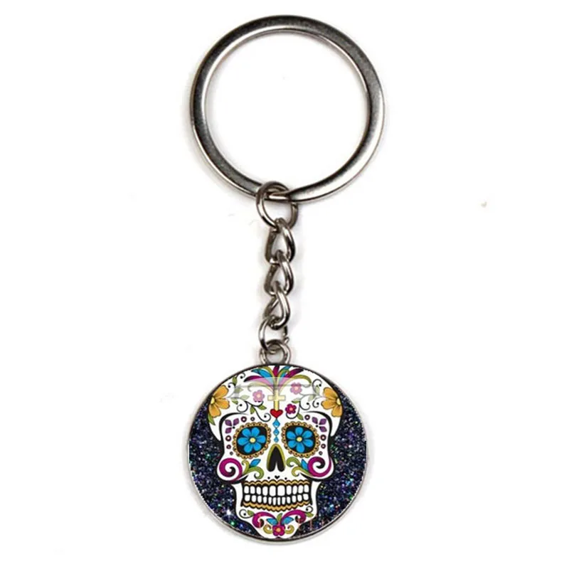 Мексиканский красочный цветок сахарная роза череп кабошон ручной работы