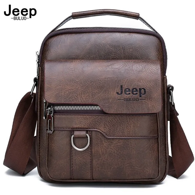 Мужская брендовая сумка-мессенджер JEEP BULUO, оранжевая сумка из спилковой кожи, деловой портфель на плечевом ремне, Повседневная сумка, все сезоны, 2019