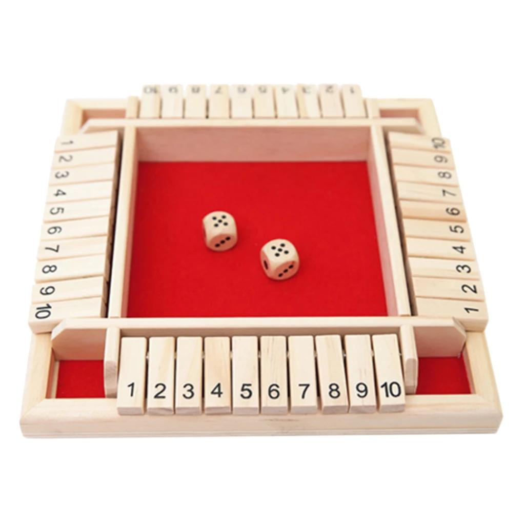 

Wooden 4 Players Shut The Box Dice Game, Classic Tabletop Version and Pub Board Game