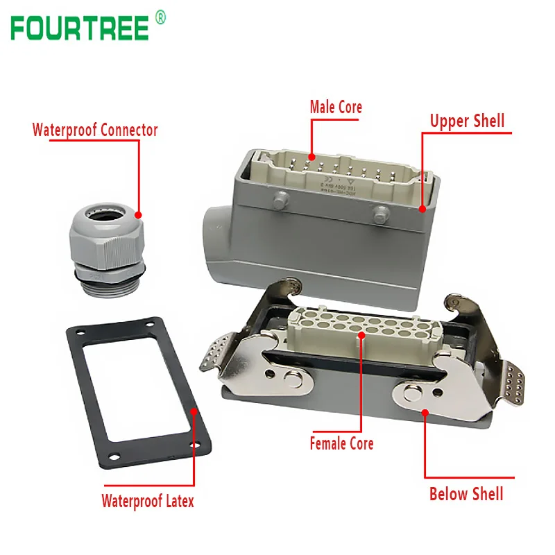 Прямоугольные сверхмощные разъемы HDC-HE промышленная Водонепроницаемая