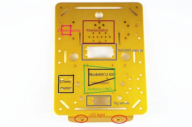 Металлический амортизирующий умный корпус робота-бака с двойным двигателем