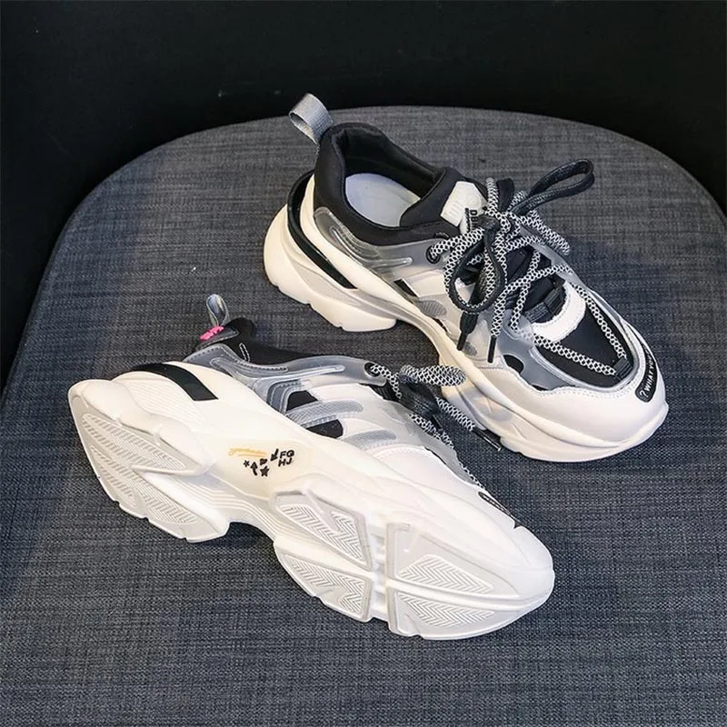 Ins/популярные женские кроссовки Модная обувь для папы на массивном каблуке Обувь