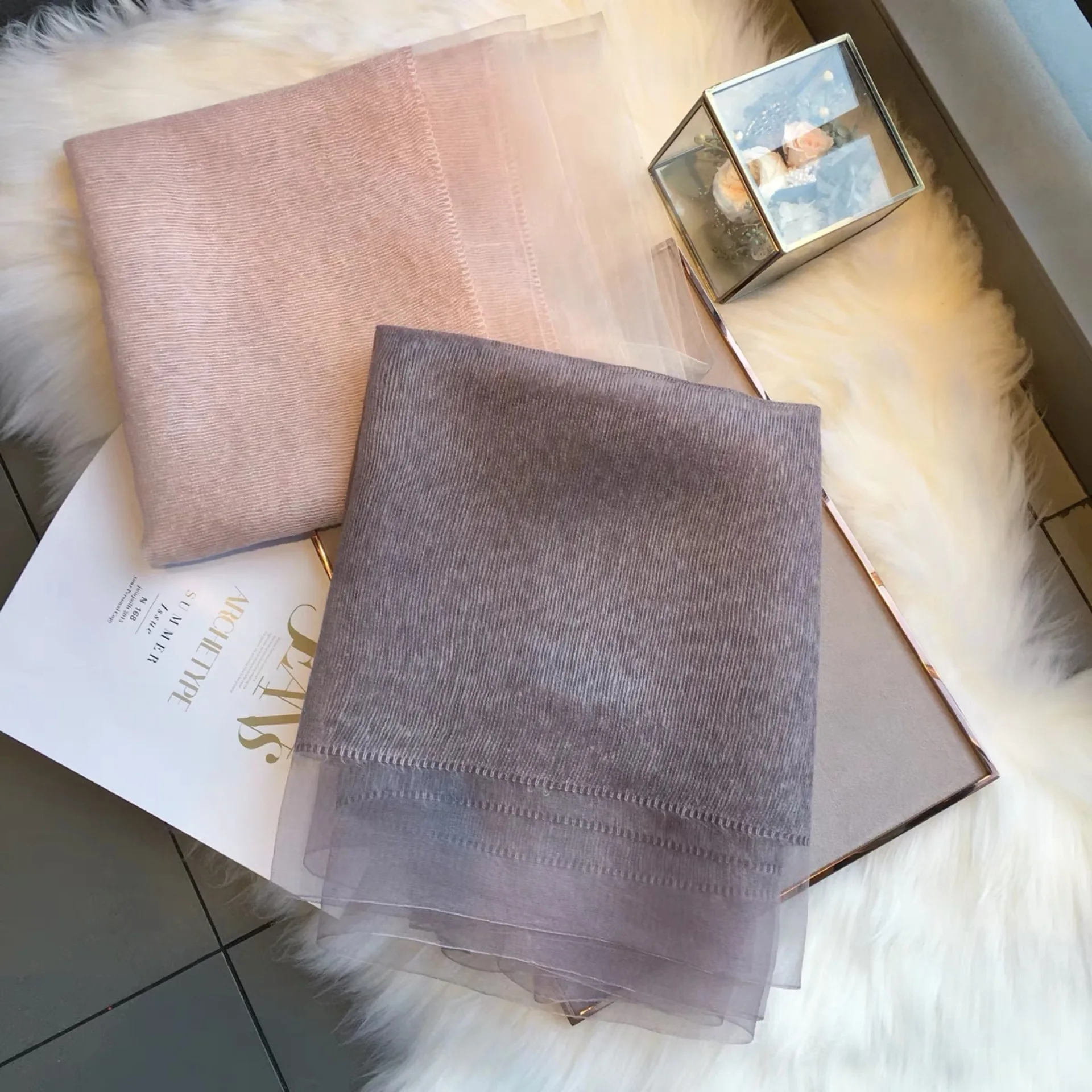 

Women Shawls tree Printing Long Soft Wrap Scarf Vintage Lady Long Neck Large Scarf White