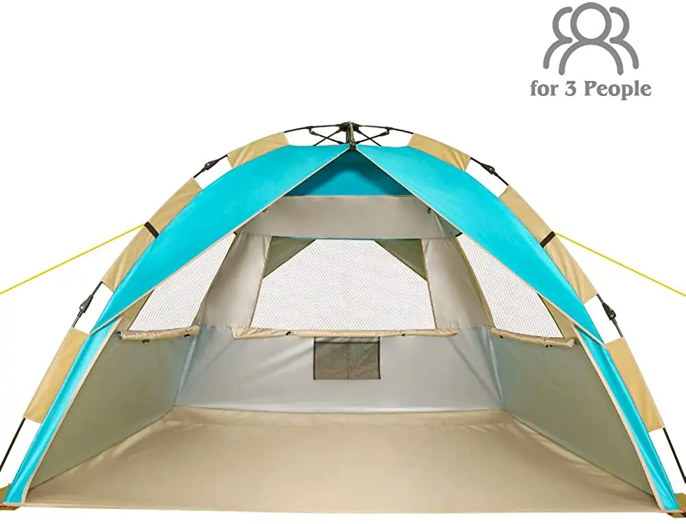 저렴한 ZOMAKE-인스턴트 비치 텐트 3-4 인용, 팝업 썬 쉼터, 쉬운 설치, 휴대용 썬 쉐이드 텐트, SPF 50 + UV 보호 기능, 가족용