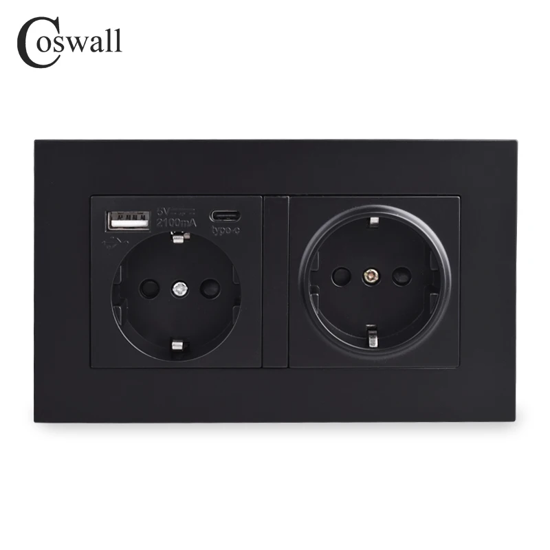 Настенная розетка с заземлением USB тип A и Type C макс. 2 А | Обустройство дома