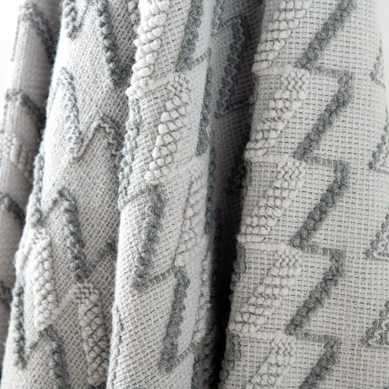 

Knitted Blanket for Beds Soft Throw Blanket for Sofa with Tassels Air Conditioner Retro Solid Striped Summer Receiving Blankets