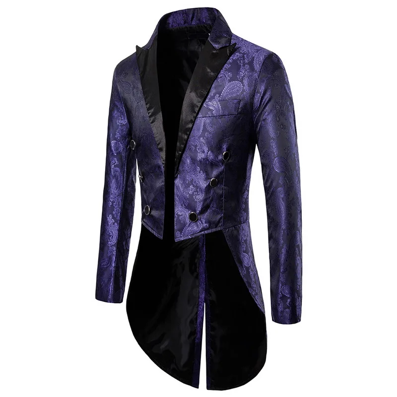 CYSINCOS Men Clothes 2019 Goth Steampunk Blazer Tuxedo Jacket Fashion Long Sleeve Coat Suits For Wedding Autumn Winter | Мужская одежда
