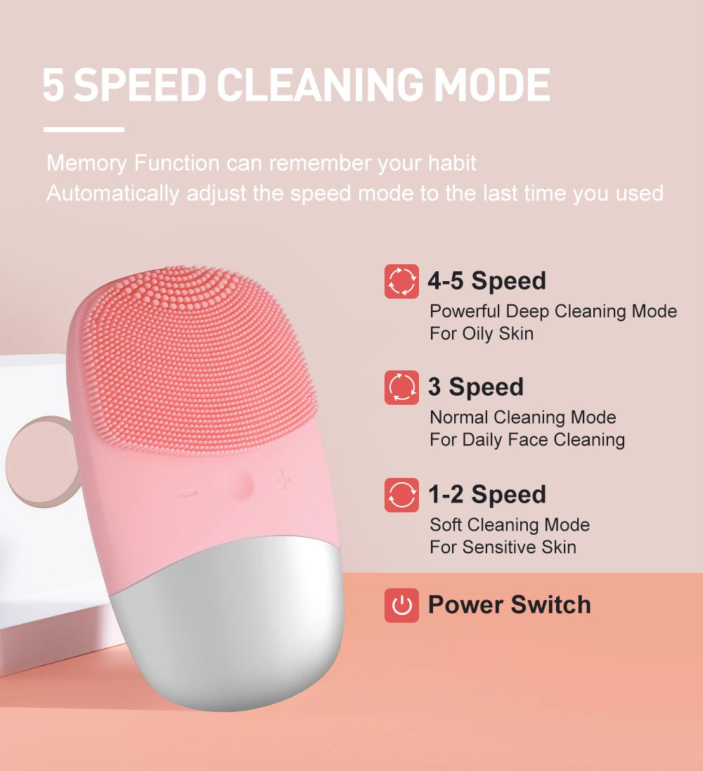 

Mini Silicone Electric Face Cleansing Brush Electric Facial Cleanser Sonic Facial Cleansing Brush Skin Massager Skin Care Tools
