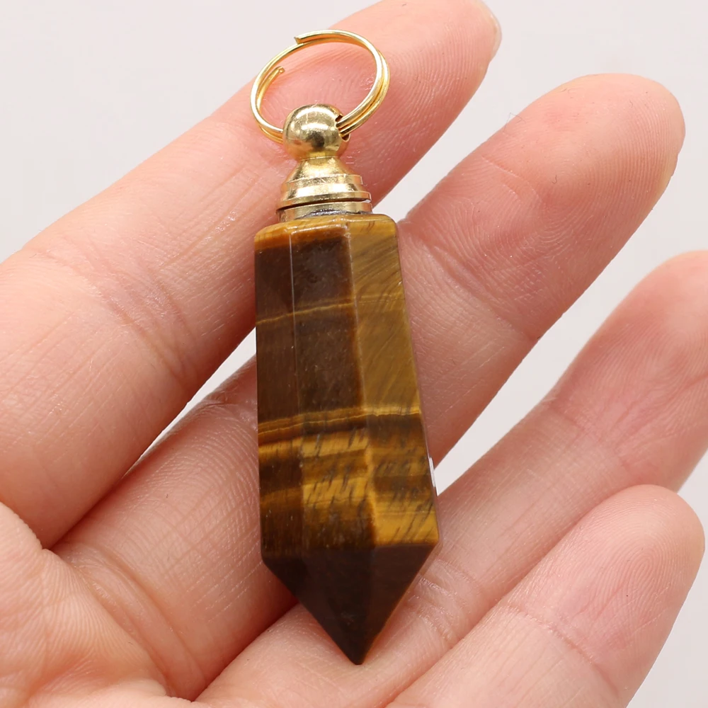 

Natural Stone Gem Perfume Essential Oil Bottle Pendant Tiger Eye DIY Necklace Sweater Chain Jewelry Accessories Making