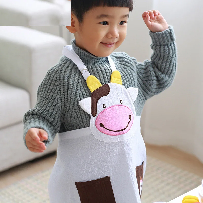 Детский фартук забавный кухонный милый мультяшный лягушка корова свинка длинный