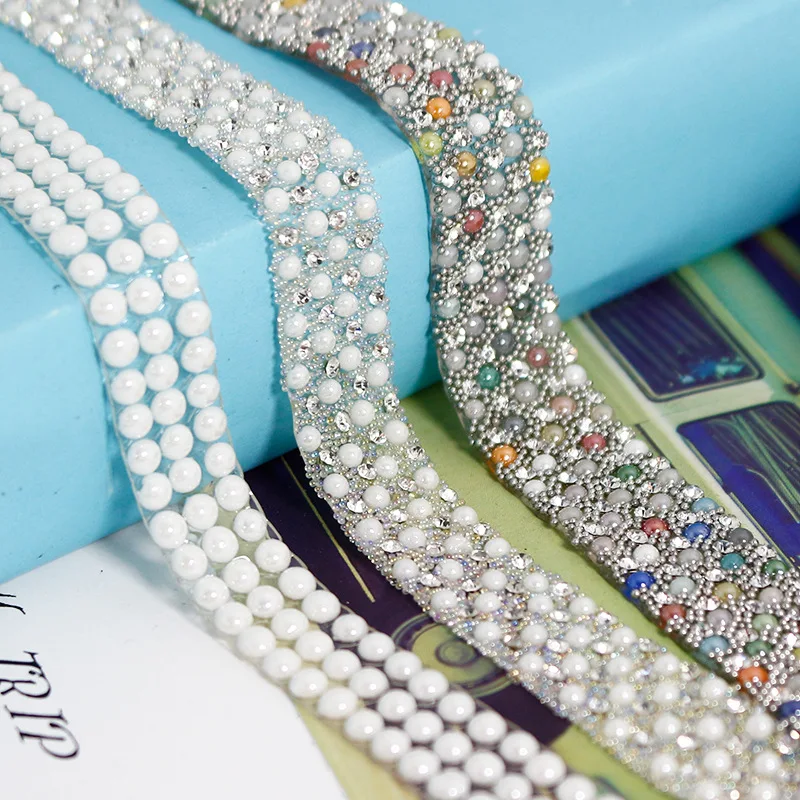 Стразы для шитья на цепочке 90 см с кристаллами клей горячего расплава обрезка