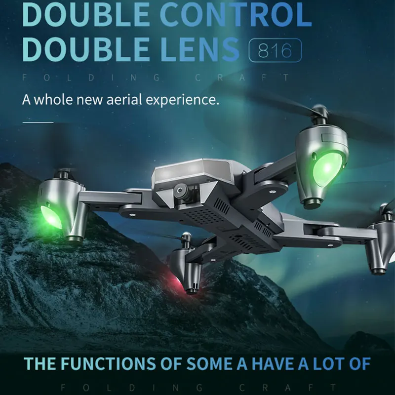 RC Дрон Квадрокоптер складной с двойной камерой WiFi FPV 720P жестовая съемка