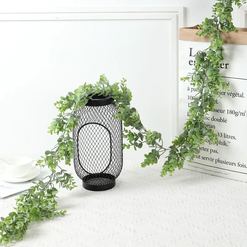 

1Pcs Of Artificial Rattan With Fflowered Plastic Eucalyptus Leaf Money Leaf Rattan Wedding Home Garden Decoration