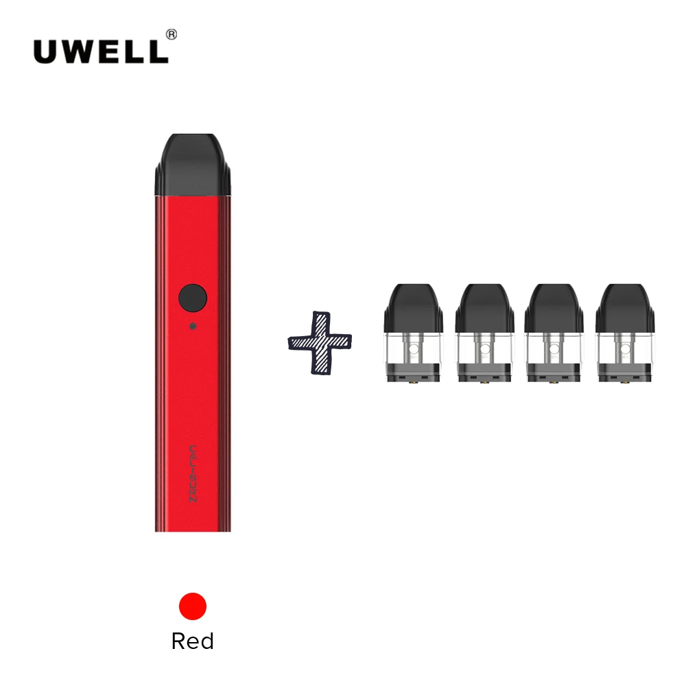 Uwell calibren мод Vape Pod Комплект добавить 4 шт картридж 2 мл 520 мАч встроенный аккумулятор Vape танк распылитель электронная сигарета - Цвет: Red