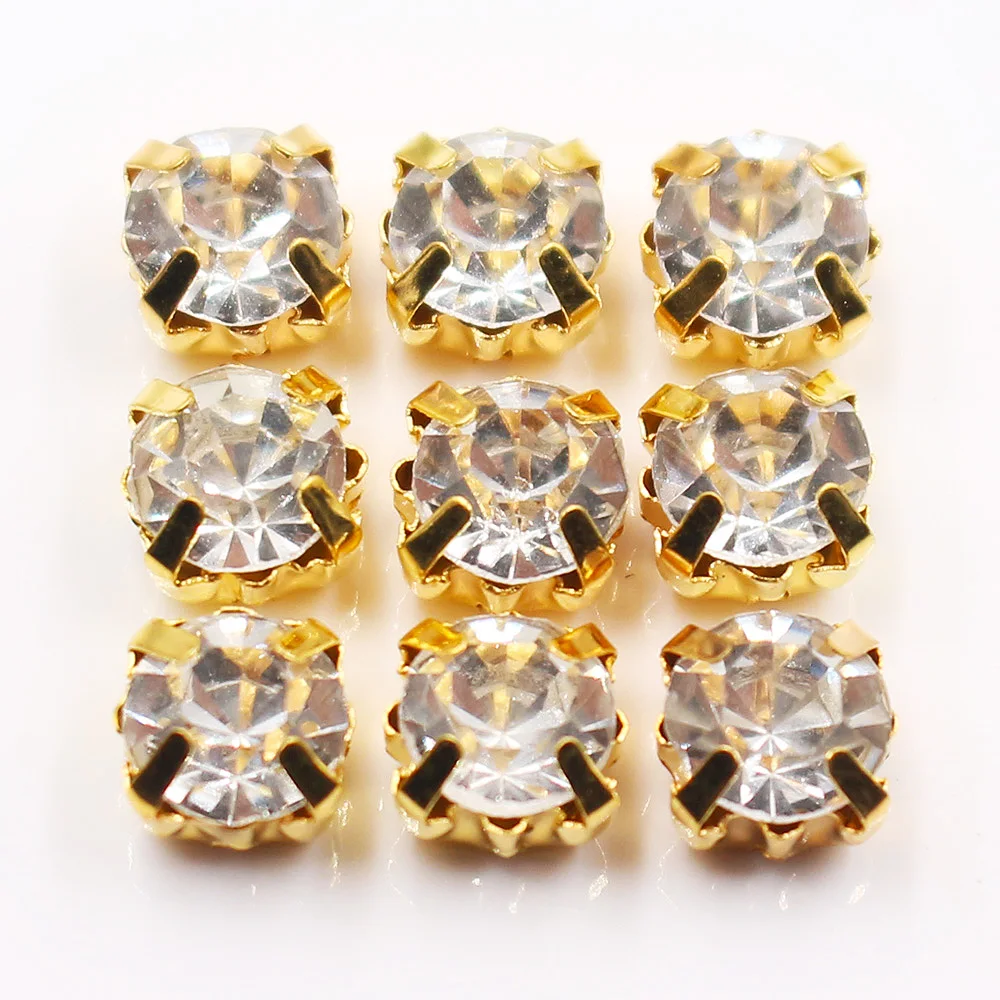 crystal gold SS12-SS50, Хрустальные стеклянные камни, серебряная коготь, стразы, стразы и кристаллы, стразы для шитья одежды, сделай сам, ткань - Цвет: crystal gold