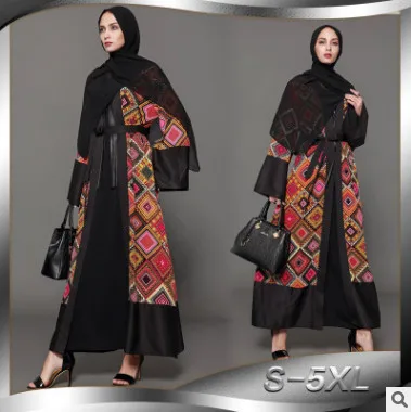 Элегантный взрослый мусульманин Абаи плюс Размеры Халат арабских пальто Дубаи