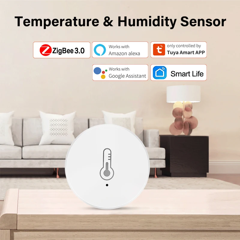 

Aubess Tuya ZigBee Smart Temperature And Humidity Sensor Smart Home Security Smart Life App Works With Alexa Google Home