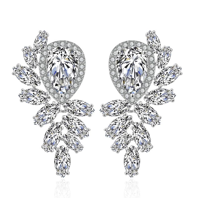ZAKOL популярные свадебные серьги-подвески с фианитом маркиза для элегантных