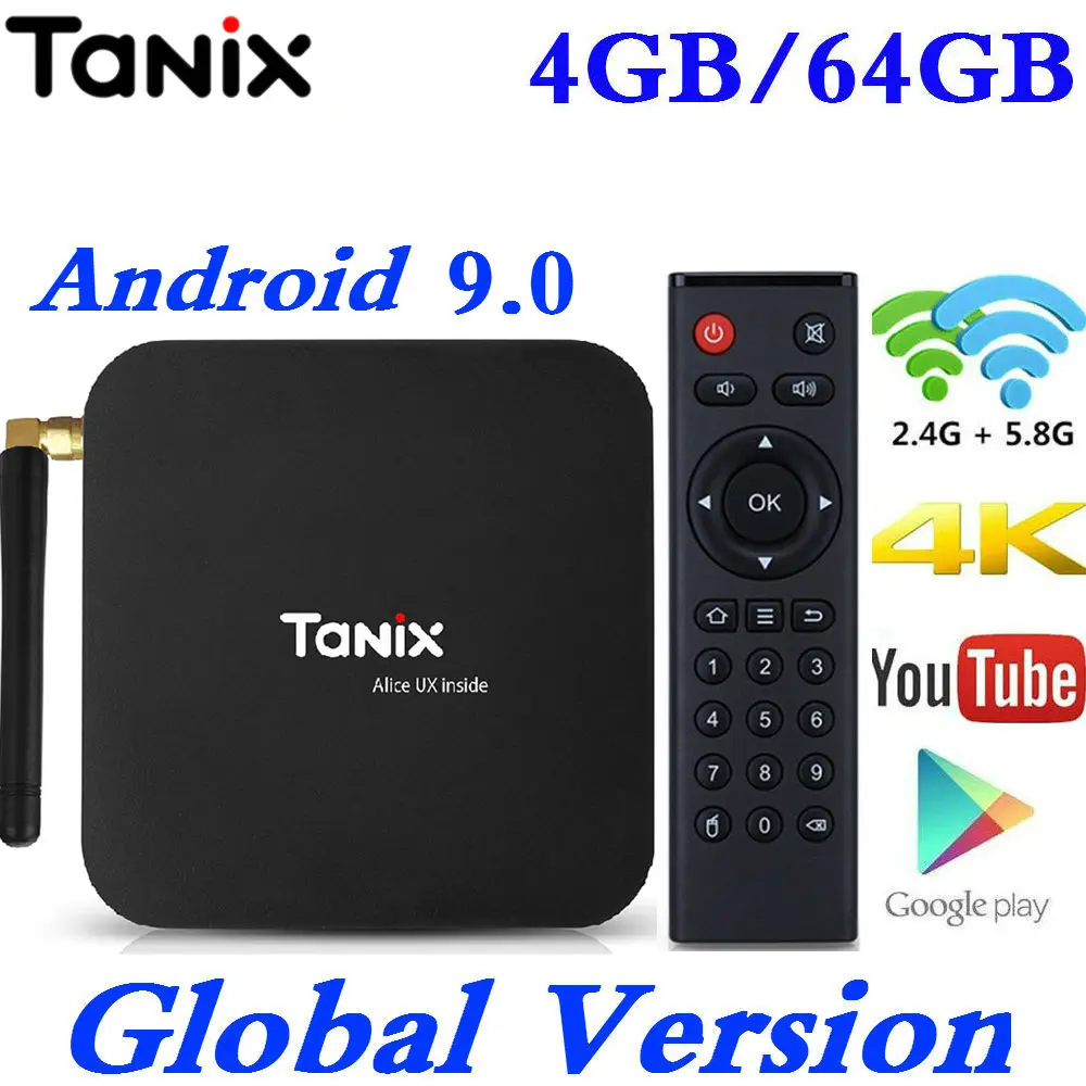 Tanix TX6 Android 9,0 tv Box Allwinner H6 Четырехъядерный 4G ram 32G/64G rom скорость 4K 2,4G/5 GHz двойной WiFi Google Youtube медиаплеер