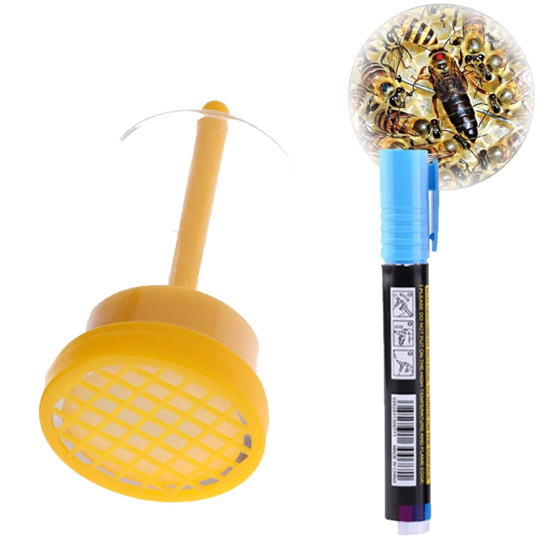 1 set Plastic Queen Bee Marking Cage and Marker Pen Bottle with Plunger Capture Beekeeping Equipment | Дом и сад