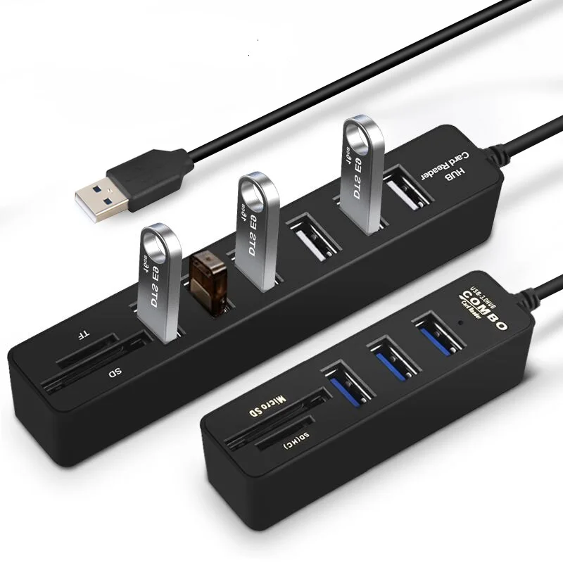 

USB Hub 3 / 6 Ports USB 3.0 Hub High Speed Multi USB Splitter 2 In 1 2.0 Hab multiple usb3.0 Hub SD/TF Card Reader For PC Laptop