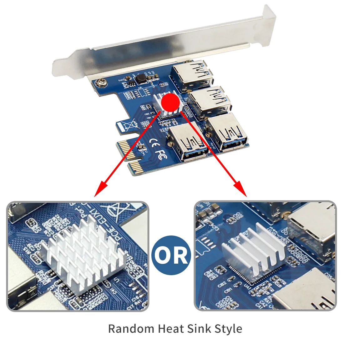 60 см PCIe от 1 до 4 16X Riser Card PCI E 1X USB Adapter Port Multiplier для BTC Bitcoin Miner Mining|Платы расширения| | - Фото №1