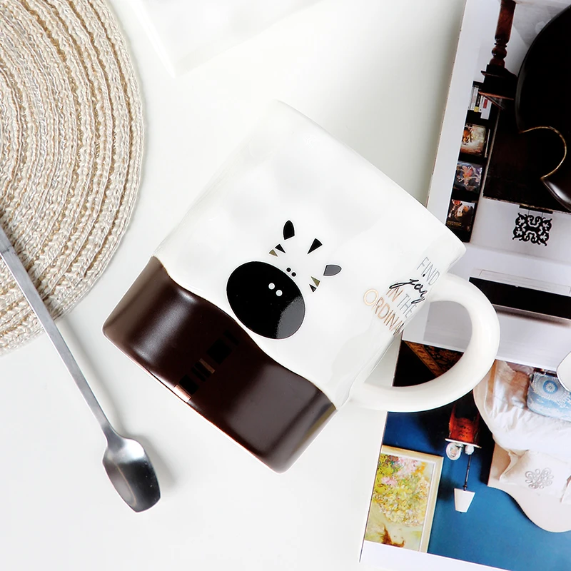 EWAYS креативная керамическая чашка ложка с крышкой милая мультяшная кружка