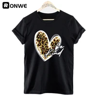 leopard heartbeat be kind graphic fashion women t shirt female watercolor 90s style girl tops tee y2k clothingdrop shipping