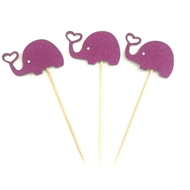 10 шт./партия цвета: золотистый серебристый слон для капкейка-выбирает торт