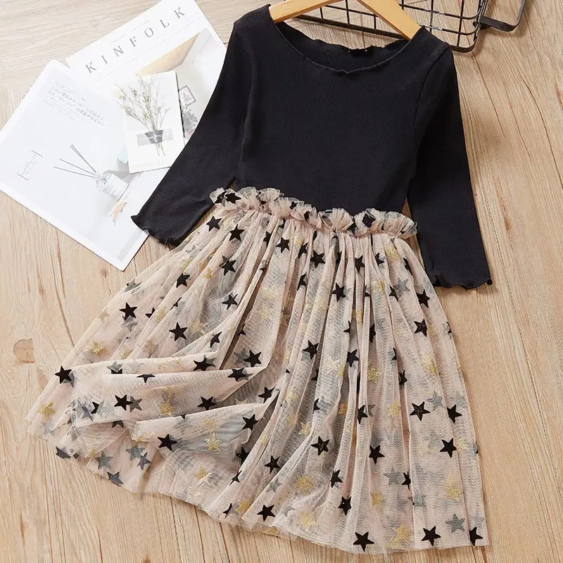 Girls Princess Dress New Party Elegant Ball Gown Star Sequin Shining Kids Children Clothing | Детская одежда и обувь
