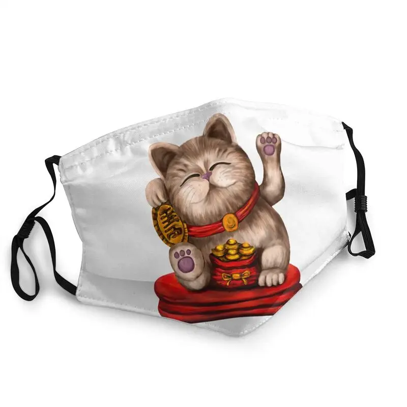 

Cute Maneki Neko Non-Disposable Face Mask Unisex Adult Lucky Fortune Cat Mask Protection Cover Respirator Mouth Muffle