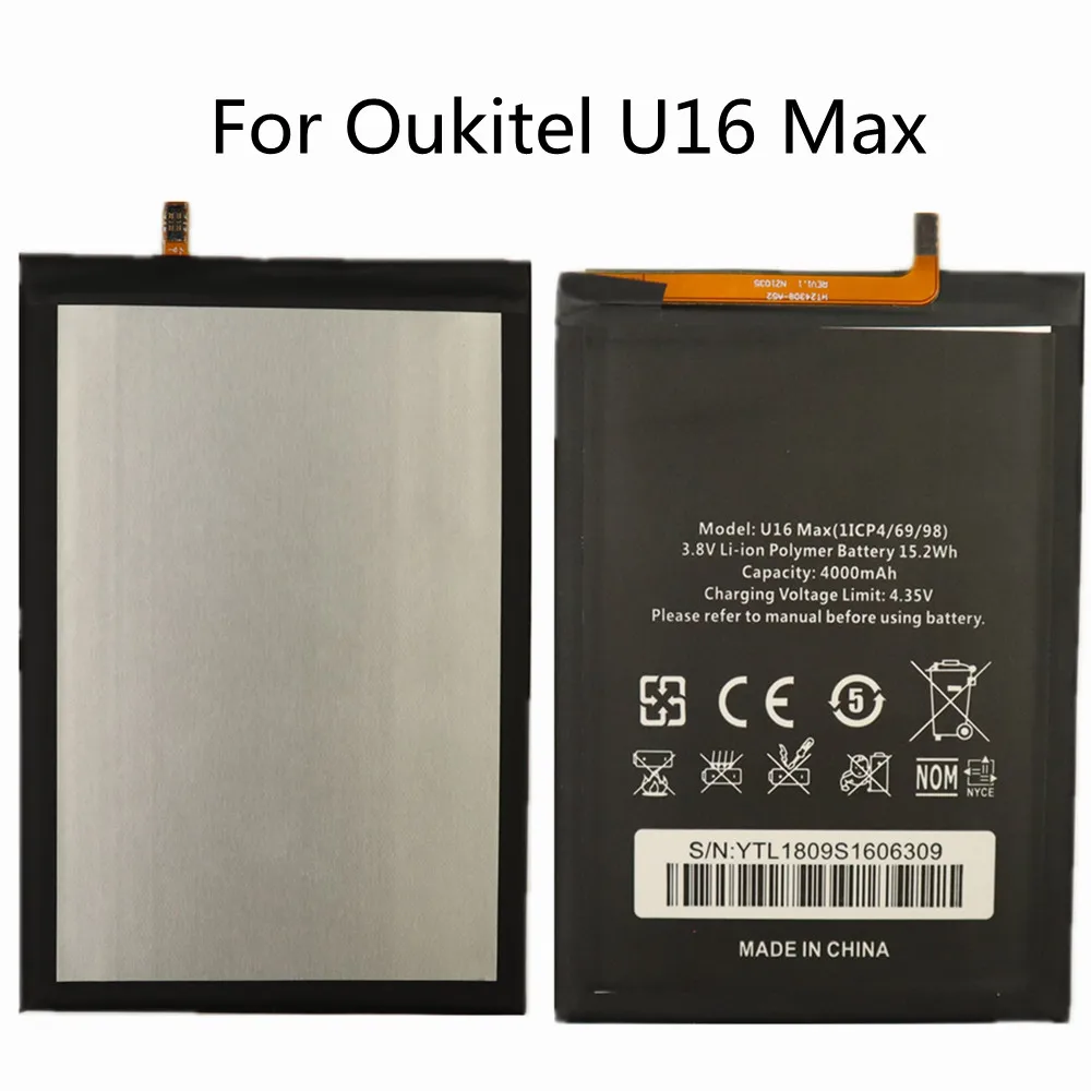 

100% Оригинальный аккумулятор большой емкости Oukitel U16 Max 4000 мАч для Oukitel U16 Max U16Max Сменный аккумулятор для телефона