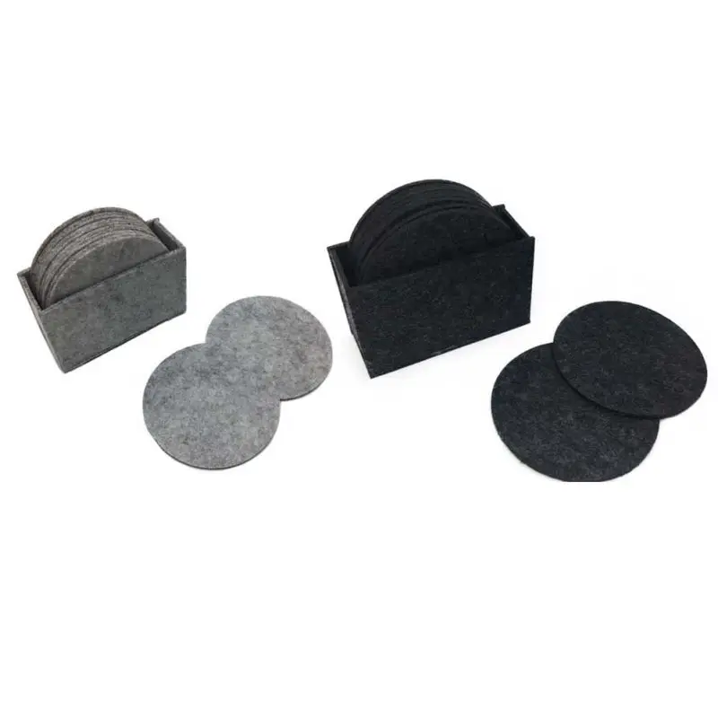 Новинка 10 шт./компл. круглая войлочная подставка под чашку коврик с ящиком для