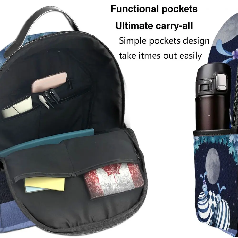 

Rabbits With Easter Eggs In The Night Backpack Boy Girl School Bag for Teenager Student Shoulder Bag Travel Bag