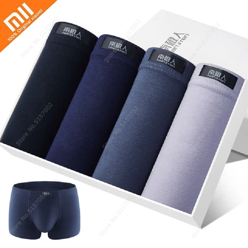 

Youpin 4pcs Men's Boxer Underwear 100% Cotton Boxers Loose Man Breathable Panties Solid Shorts Underpants 5XL 6XL Plus Size