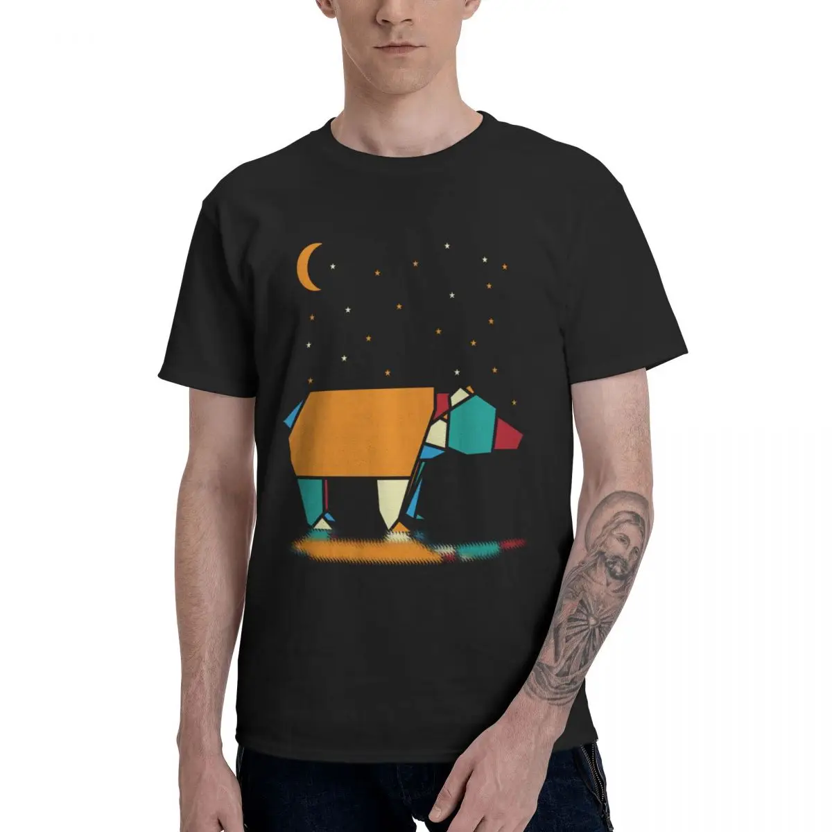 

Picture Custom Lonely Bear Homme Tee Shirt For Man Slim Great T-shirt Crewneck