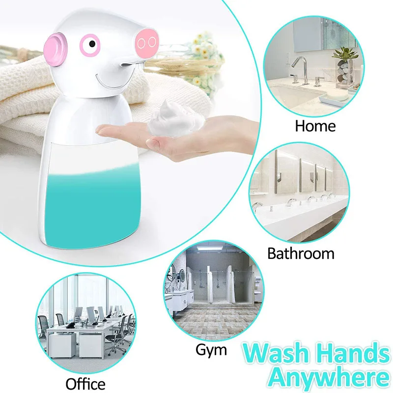 

XUNSHINI Automatic Soap Dispenser 330ml Cute Pig Touchless Foam Soap Dispenser Hand-Free Cartoon Hand Washing Machine Bathroom