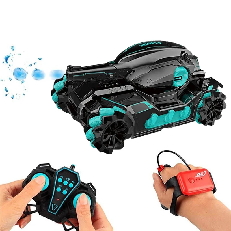 2,4G Водяная бомба RC Танк с подсветкой и музыкой, игрушки для мальчиков, гусеничный автомобиль, дистанционное управление, военные танки, радиоуправление - изображение