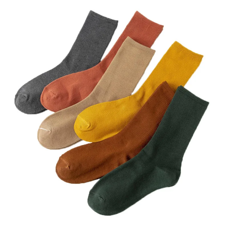 

5 Pairs Autumn Winter Ladies Socks Sweat-Absorbent Breathable Solid Color Cheap Cotton Socks Tights Unisex Tube Tide Wholesale