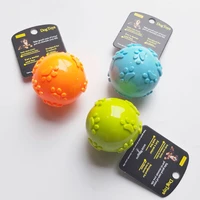1pc pet toy ball hollow rubber ball transparent flashing ball molar resistance training toy footprint ball squeeze toy