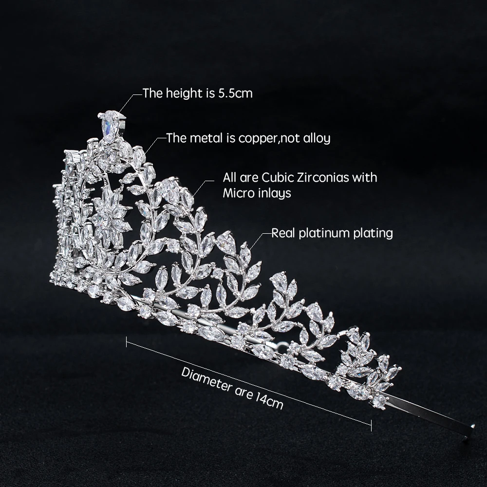 Кубический цирконий свадебная тиара корона принцессы для женщин девушки
