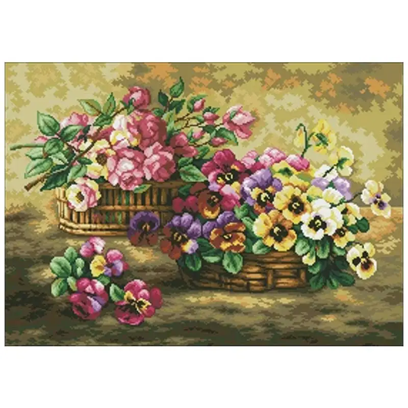 

Roses and pansy in the basket counted 11CT 14CT 18CT Cross Stitch Set DIY Cross-stitch Kits Embroidery Needlework Home Decor