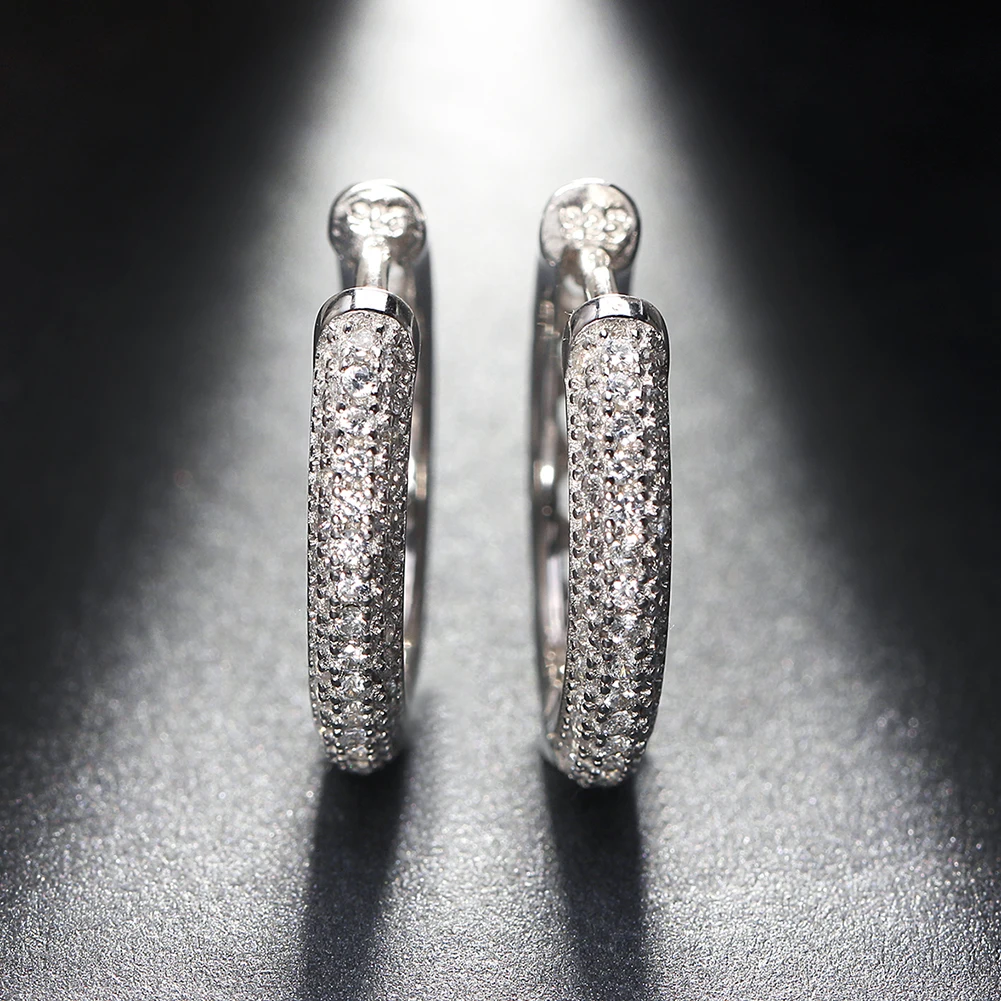 ORSA JEWELS серьги кольцами трендовые женские ювелирные изделия серебро 925 пробы серьги с 2 рядами 90 шт. австрийский кубический цирконий SE19