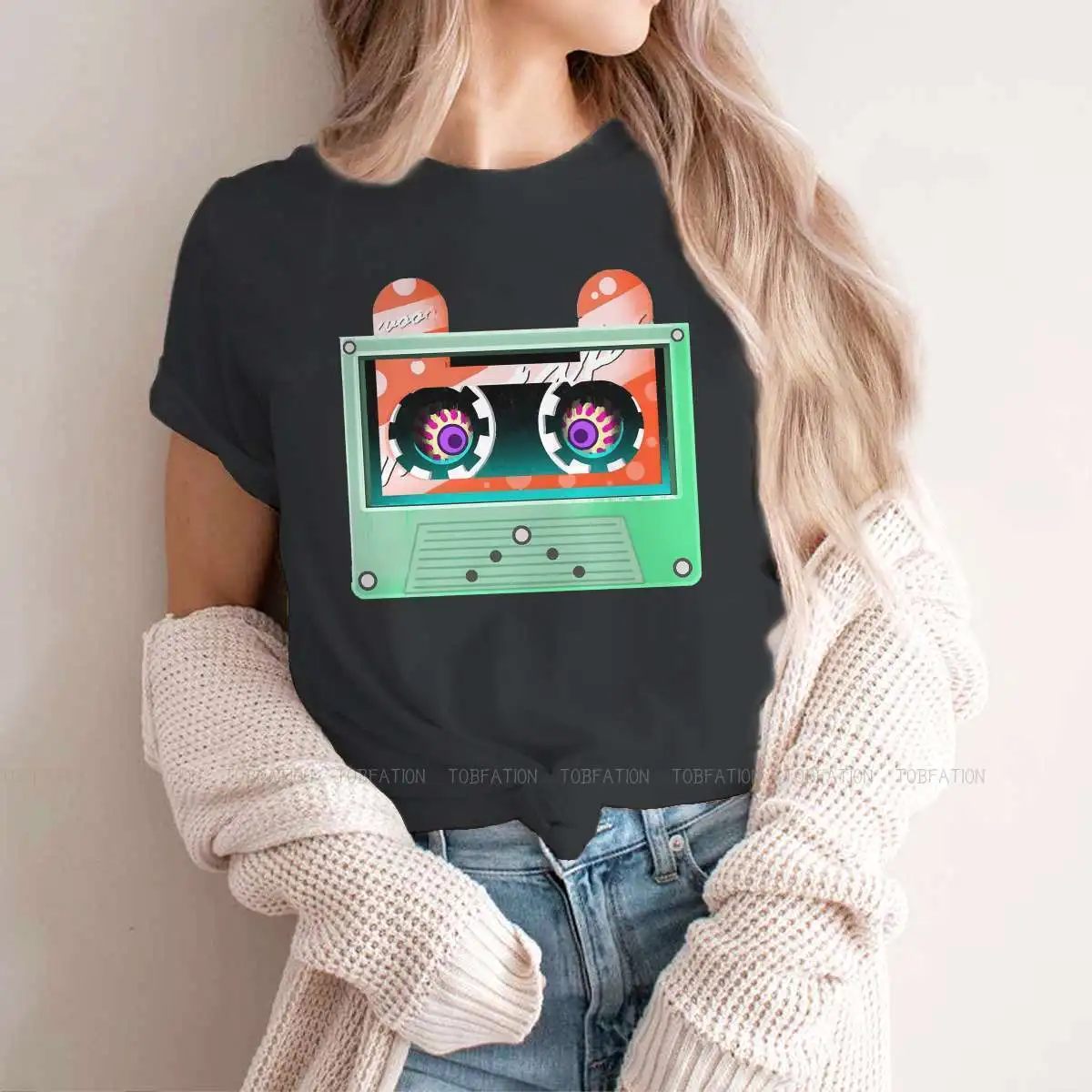 

Chibi Female Shirts Retro Cassette Music Player Vintage Memory Fashion Plus size Women Clothes Harajuku Casual Feminine Blusas